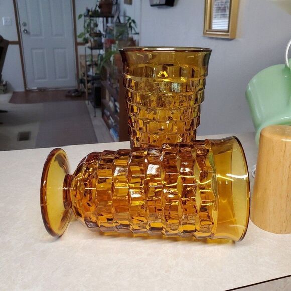 Whitehall Amber By Colony Tea Glass Stacked Cube Set Of Two - Picture 4 of 7